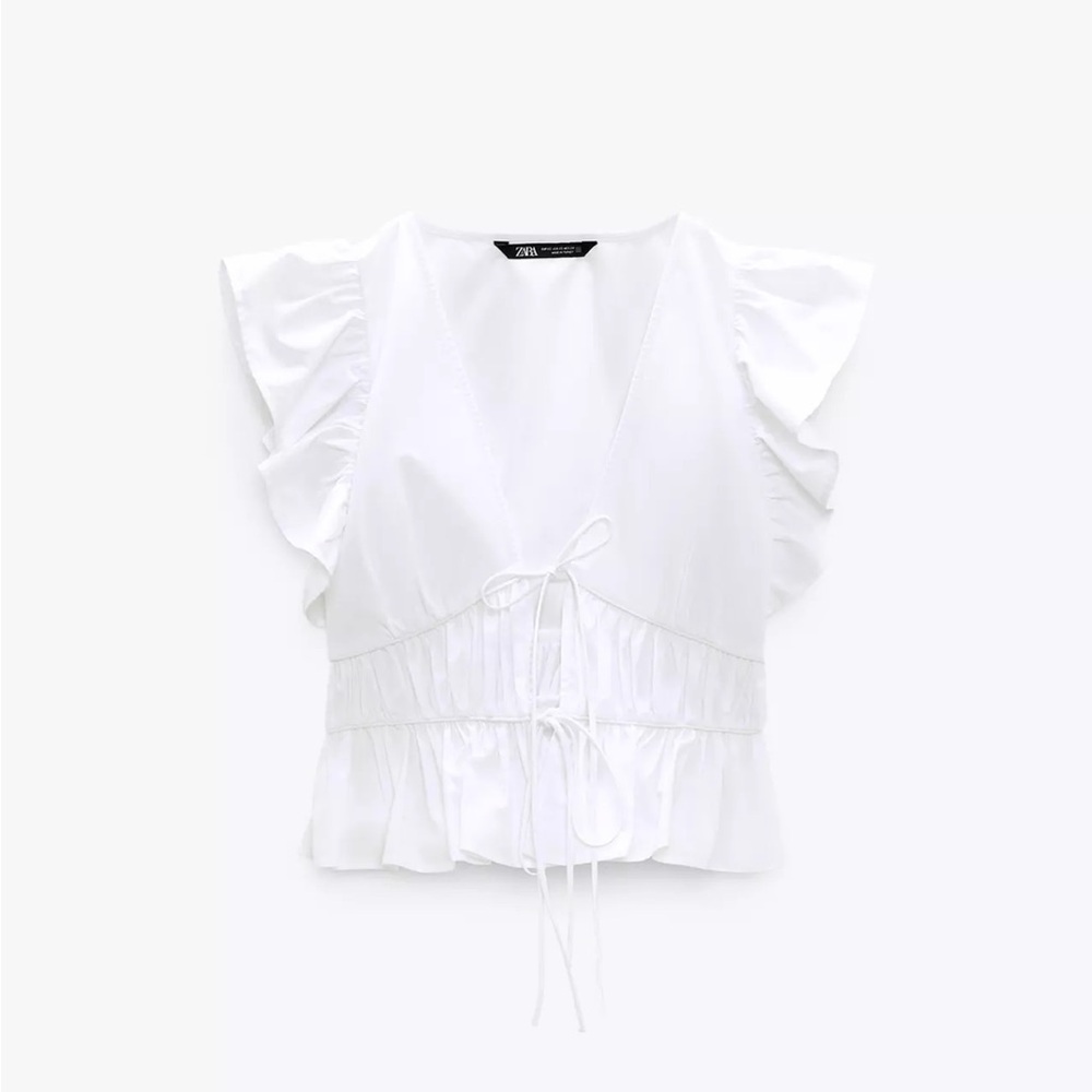 Zara tied poplin top